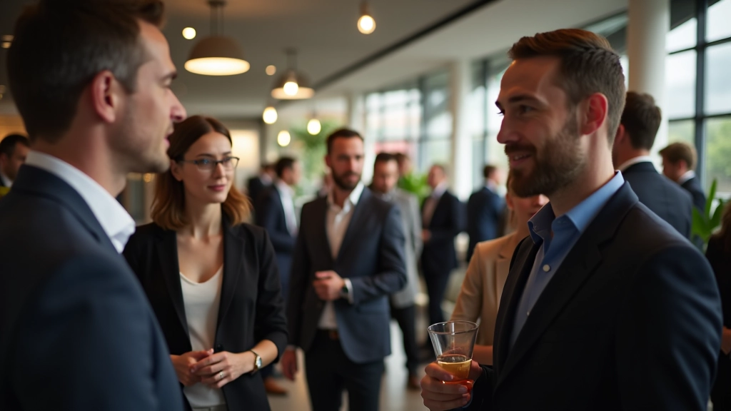 Professionals in gesprek op een netwerkbijeenkomst